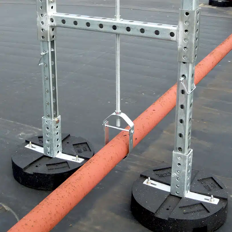 h-stand supporting a pipe Eberl Rooftop Support Systems Division