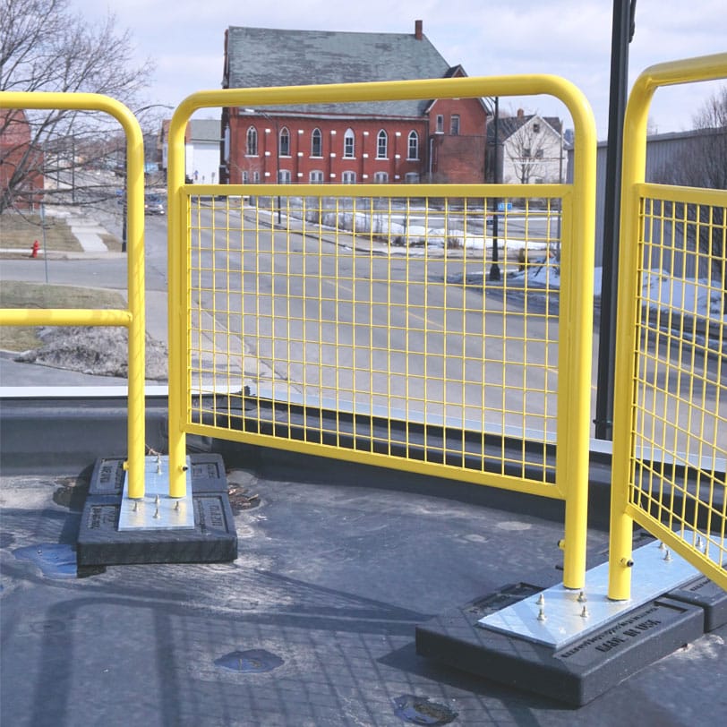 Application Shot Of Roof Guard Rail w/ Infill Panel | RTS | Rooftop Support Systems | a Division of Eberl Iron Works, Inc. | Buffalo, NY