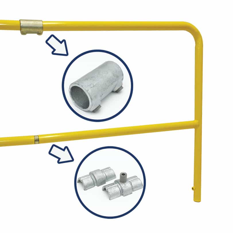 splice fittings for roof guard rail system Eberl Rooftop Support Systems Division