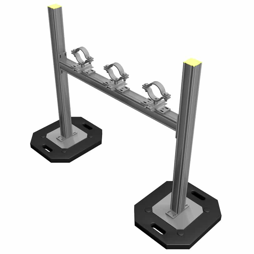 heavy-duty h-stand for pipe support Eberl Rooftop Support Systems Division