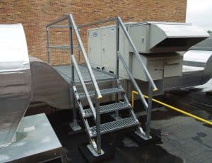 rooftop access platform installed next to HVAC equipment