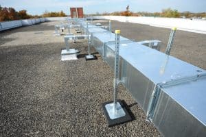 h-stands supporting rooftop duct work