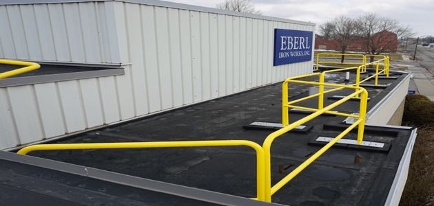 rooftop guard rail system application shot Eberl Rooftop Support Systems Division
