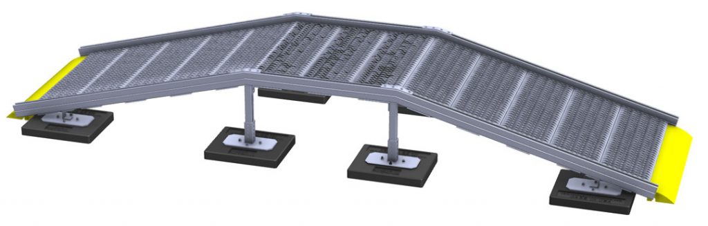 Pipe Crossover Ramp to Increase Roof Safety from Rooftop Support System. Shown is our RTS-RAMP5 with 3 foot platform.