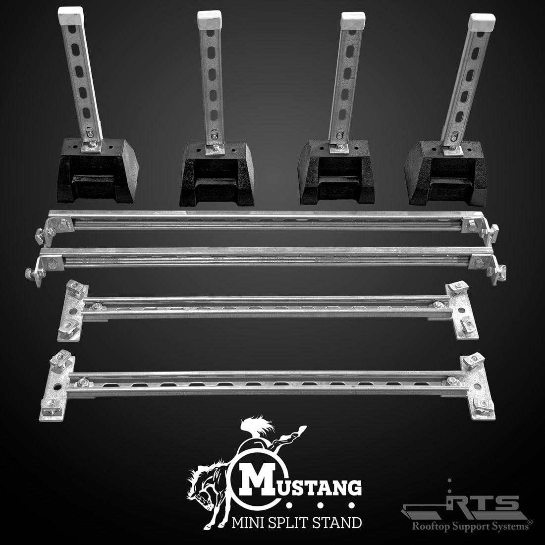 Mustang Mini Split Stand Components | Mini Split Condenser Stand | Rooftop Support Systems | Buffalo NY | USA