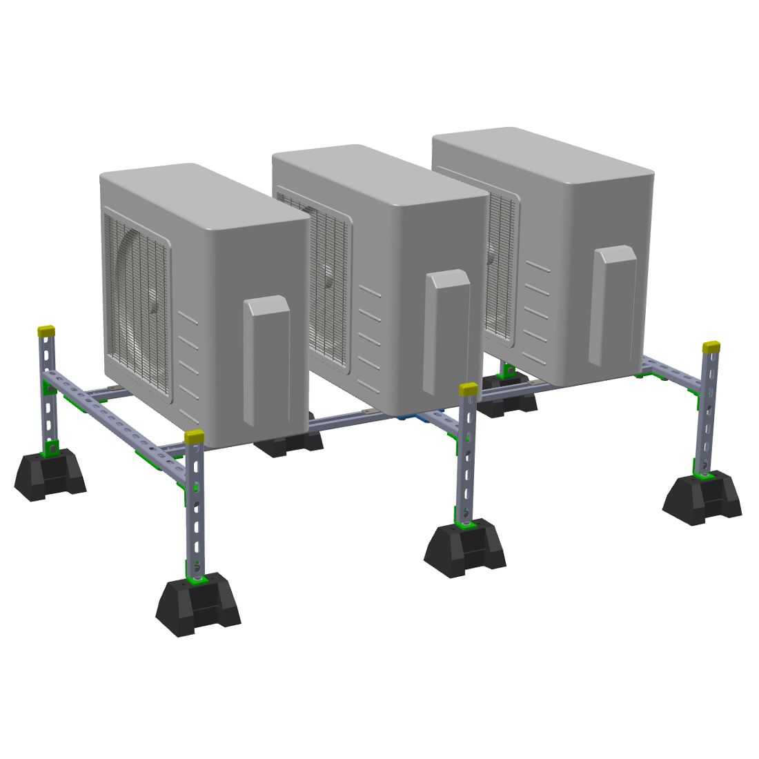 Mustang Mini Split Stand Extended version with 3 Mini Split Units on Top | Mini Split Condenser Stand | Rooftop Support Systems | Buffalo NY | USA